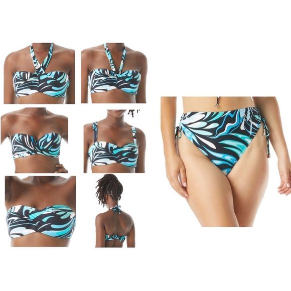 ☀️☀️☀️ Coco Reef CASSIS SWIRL 5 Way Styling Bikini Top w/Shirred Bikini Bottoms - Picture 2 of 16